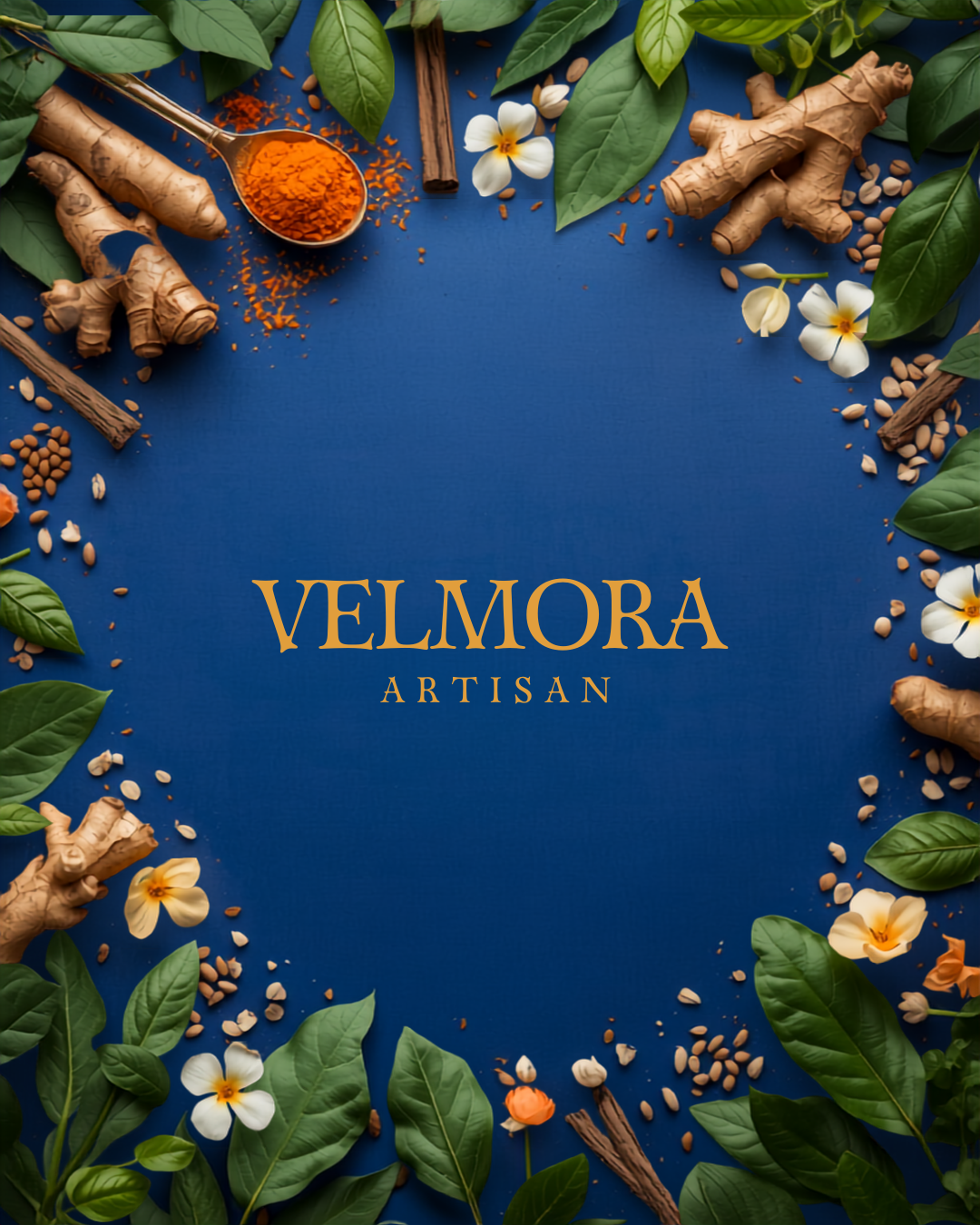 Velmora herbal product flat lay